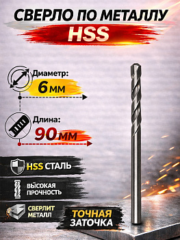 Сверло по металлу 6мм HSS4241 31535 [12]